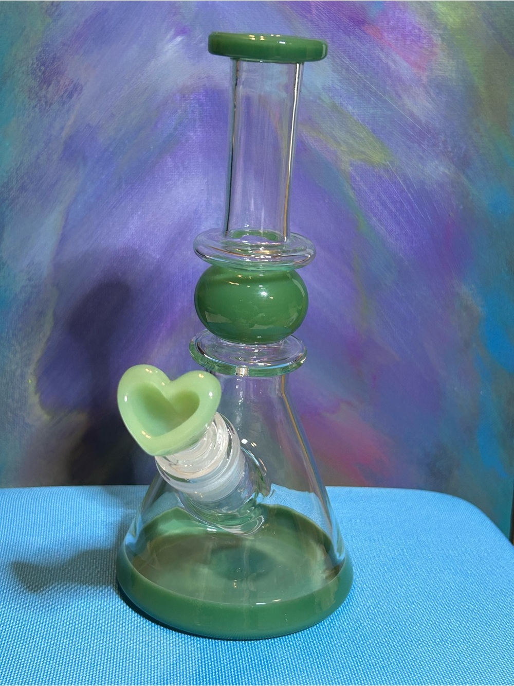 Green Heart Accent GlassArt Beaker